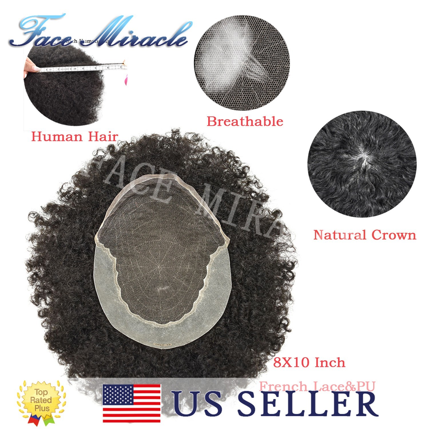 Lace Front Afro Curl Toupee for Black Men Human Remy Hair Mens Hair Units System