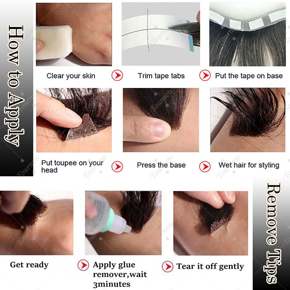 Full PU Thin Remy Human Hair Extensions Man’s Top Piece Toupee Hairpiece 8″x10″
