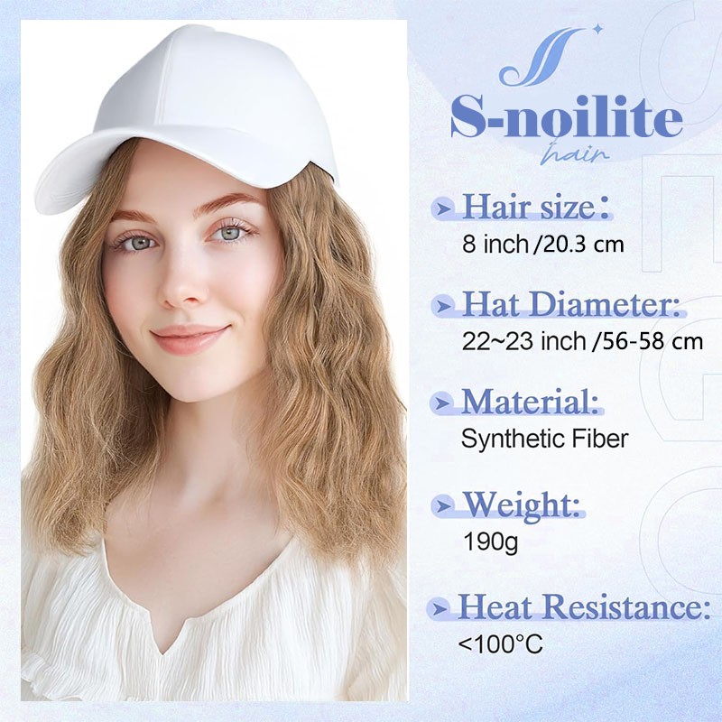 6in 8in Women Bob Baseball Hat with Synthetic Hair Extensions Curly Baseball Cap