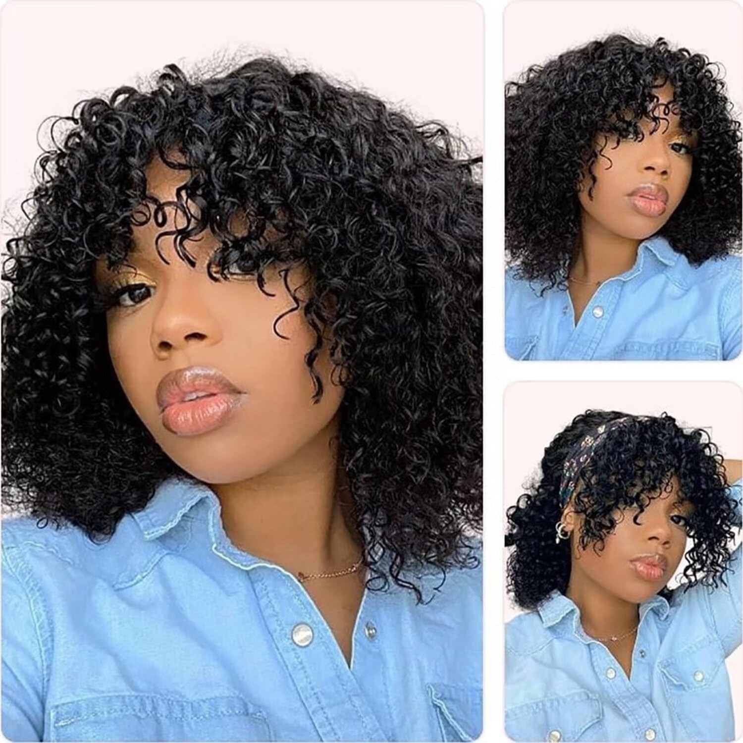 Short Bob Wigs Human Hair Wig With Bangs Curly Bob Wig 2×1 Lace Front Wigs