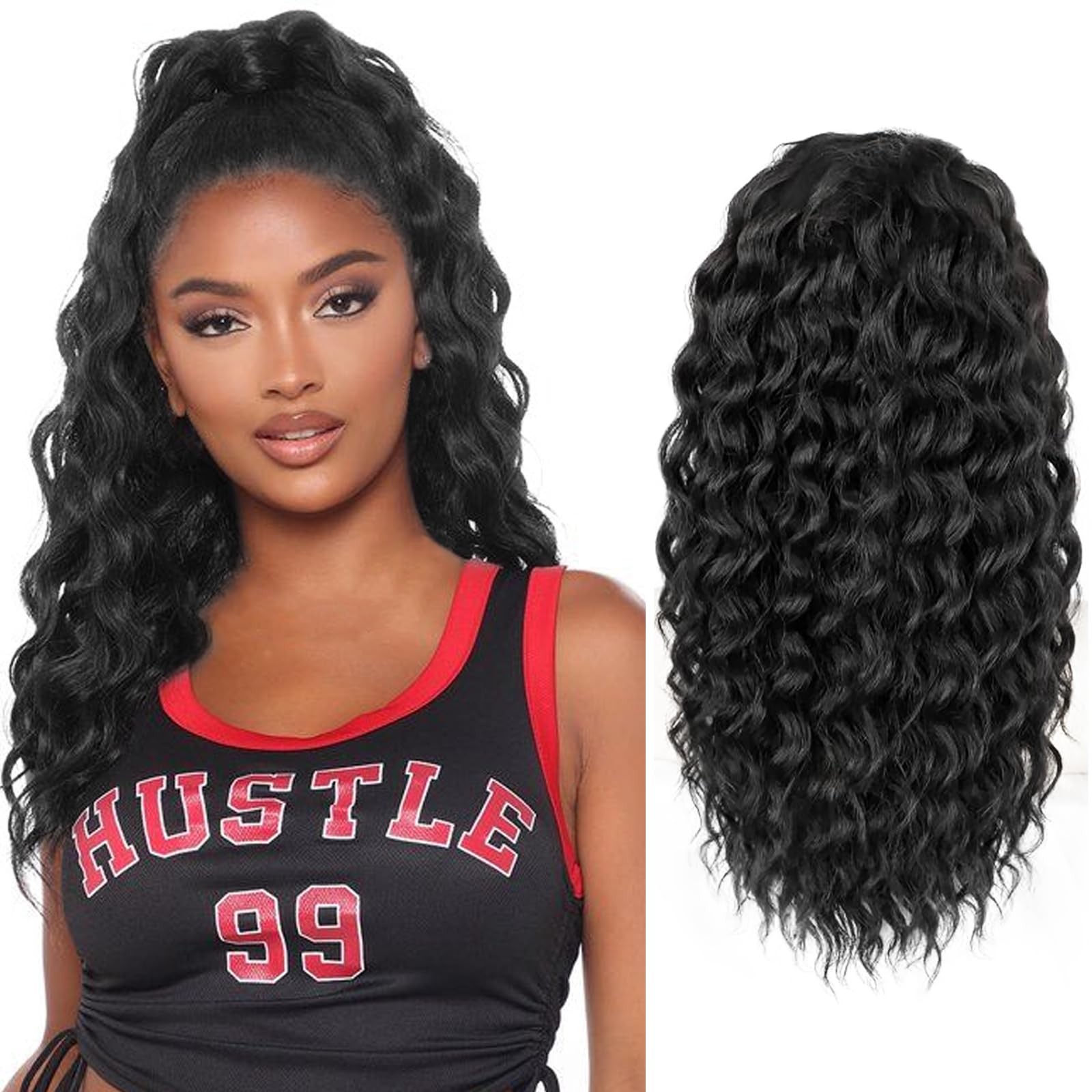 Drawstring Ponytail Extension 18inch 125g Natural Black – Easy to Wear