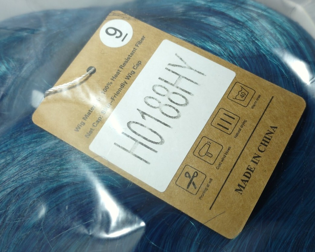 Mildiso 26″ Long Blue Wigs for Women Fluffy Curly Wavy Cosplay Costume Wig Bangs