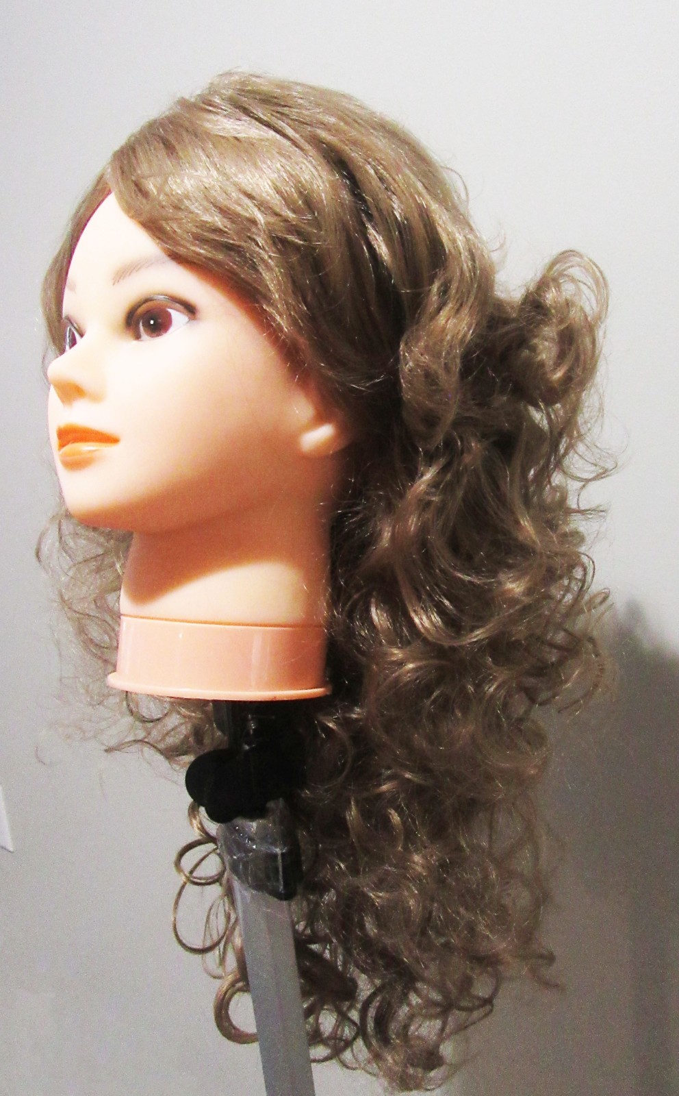 Women’s Medium Long Curly Light Brown Wig Natural Looking Synthetic Hair Wig