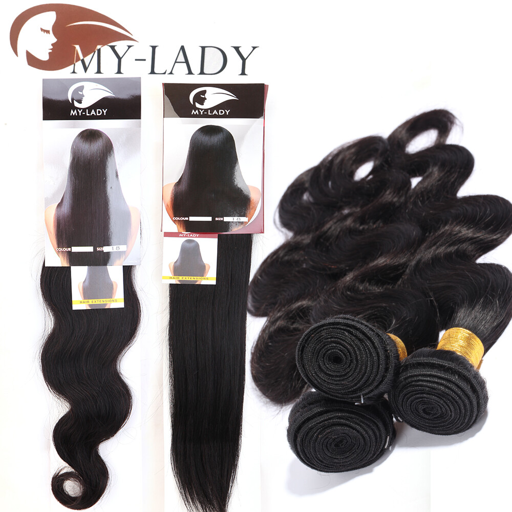 300G 1-3 Bundles Real Virgin Human Hair Extensions Weave Weft Straight Body Wavy