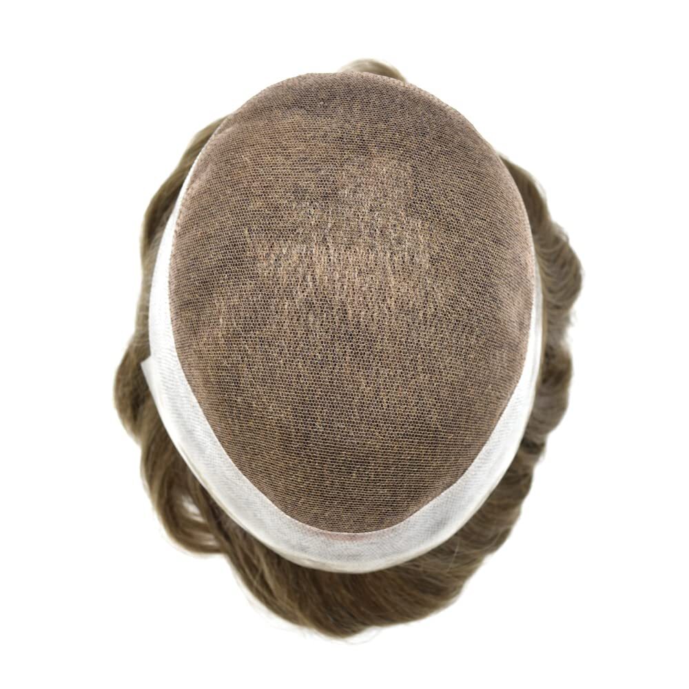 USMens Toupee French Lace Hairpiece Poly Pu Skin Around Hair System(Customized)