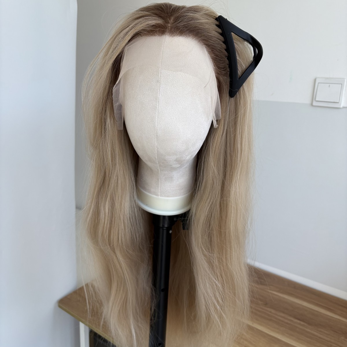 Synthetic Hair Brown Blonde Long Straight Pre Plucked Frontal Lace Wig Natural