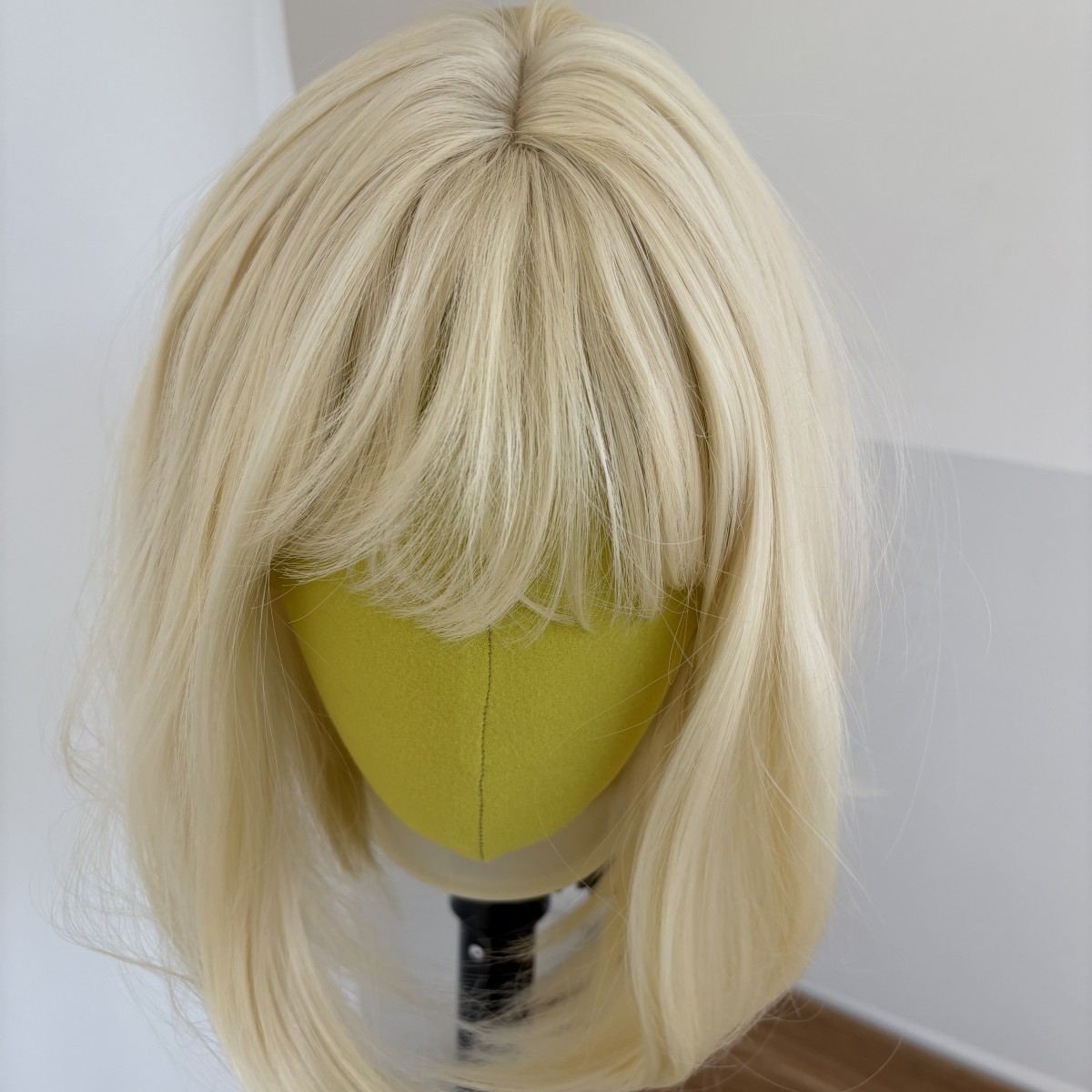 Blonde Costume Wig With Bangs Soft Short Straight Heat Resistant Synthetic Hair