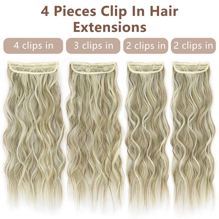 4 Piece THICK 100% Real Natural Clip in Hair Extensions Full Head as human USA