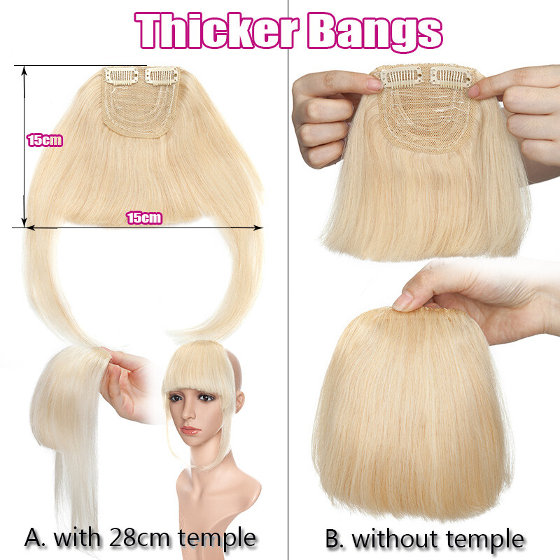 SALE Fringe Bangs Clip In 100% Remy Human Hair Extensions Middle Part Hairpieces