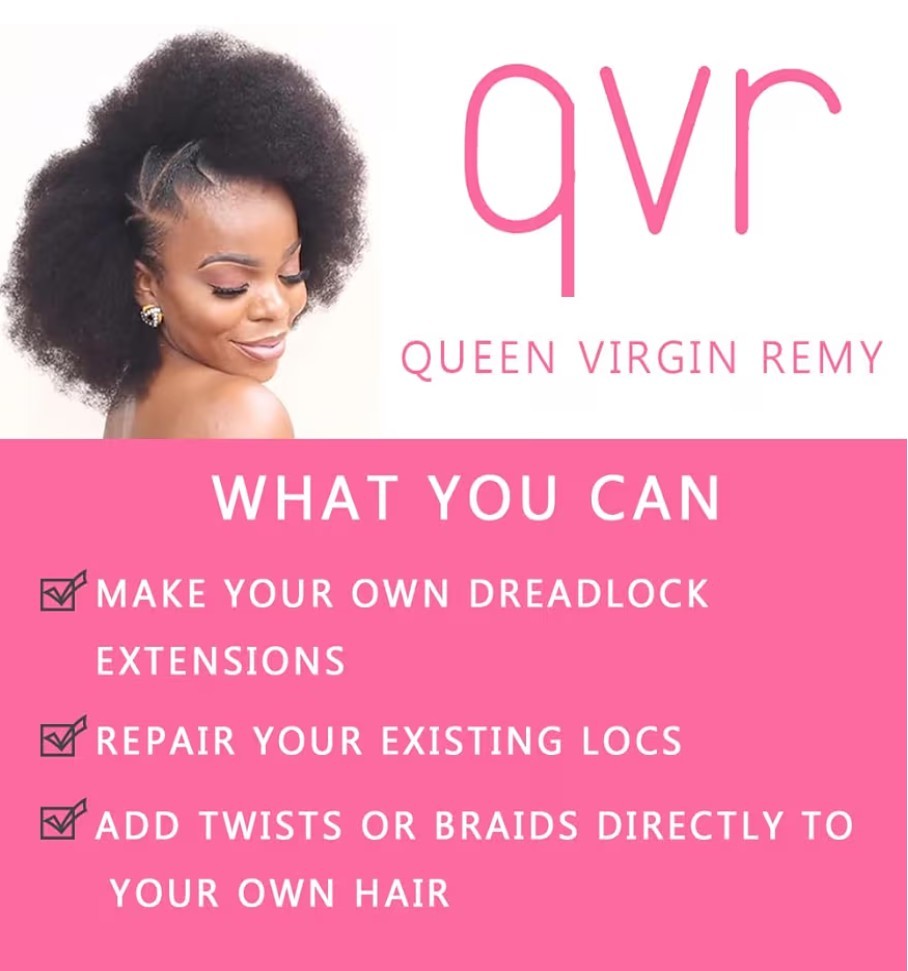 Queen Virgin Remy QVR 10in Afro Kinky Bulk Human Hair 50g Natural Black