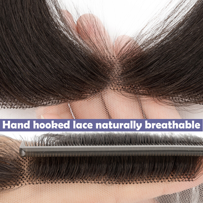 Free Part Women Topper 100 REMY Human Hair Toupee Forehead Hairline Lace Base