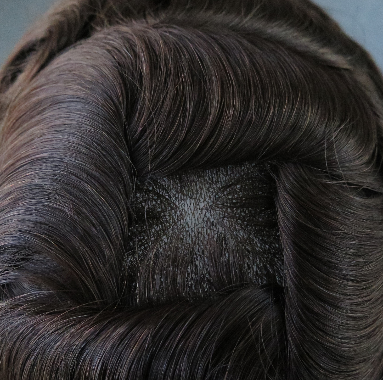 Mens Thin Skin Toupee Human Hair Replacement System Hairpiece BIO Dark Brown #2
