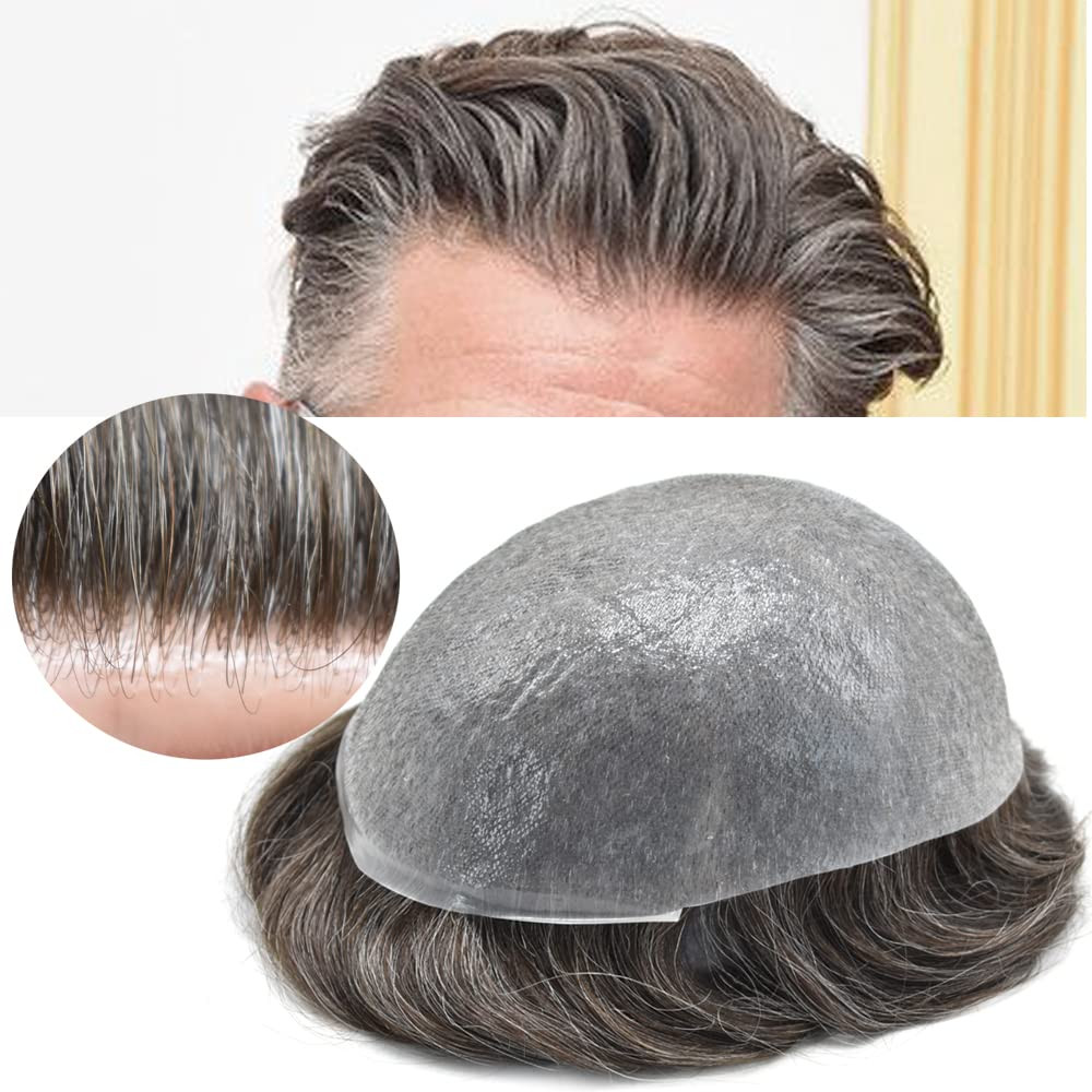 Men Toupee Human Hair Replacement Systems for Men Ultra Thin Skin Mens Hairpiece