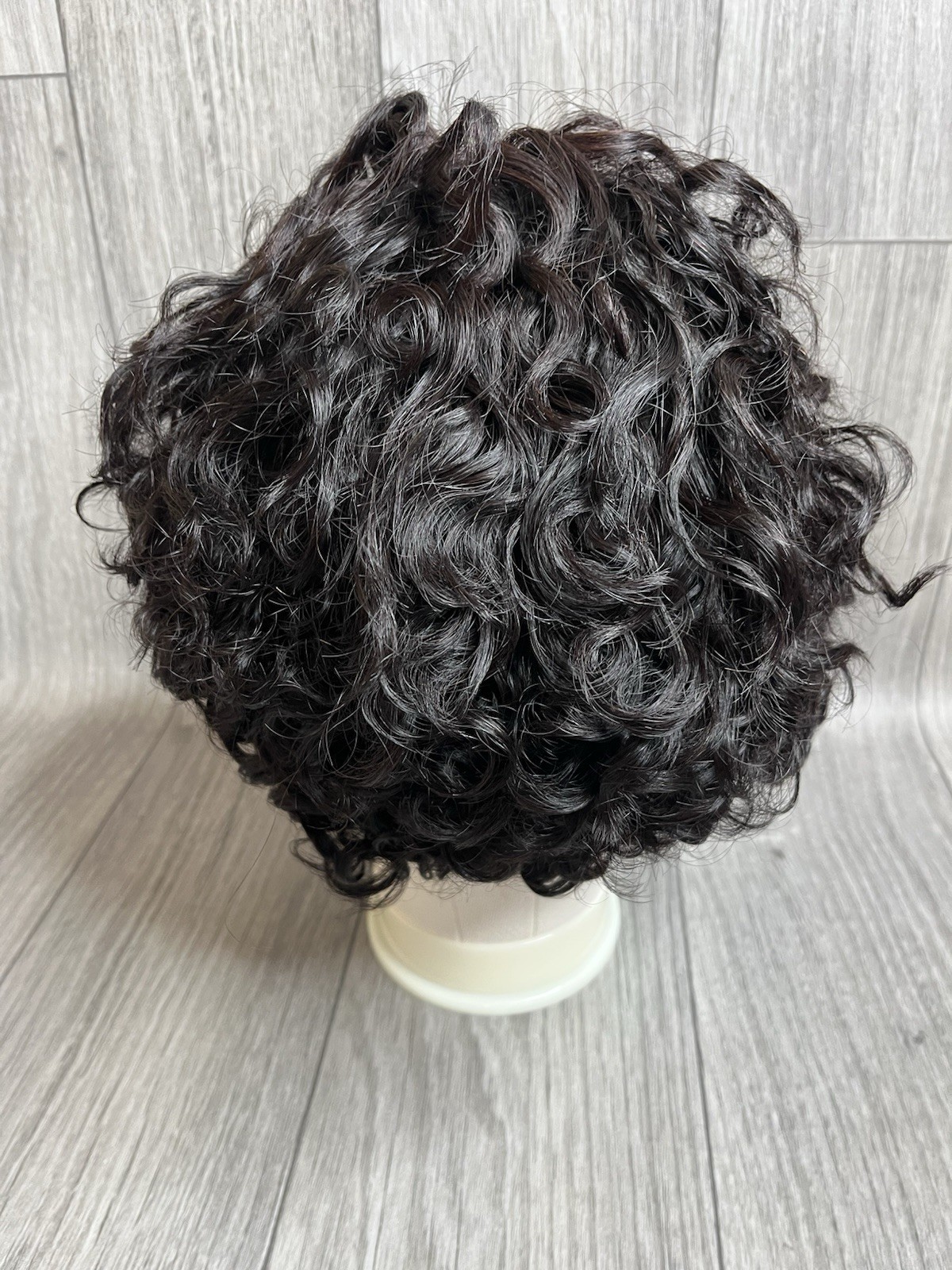 Curly Human Hair wig 10 Inches Dark Brown 1B With Lace And Baby Hair C22
