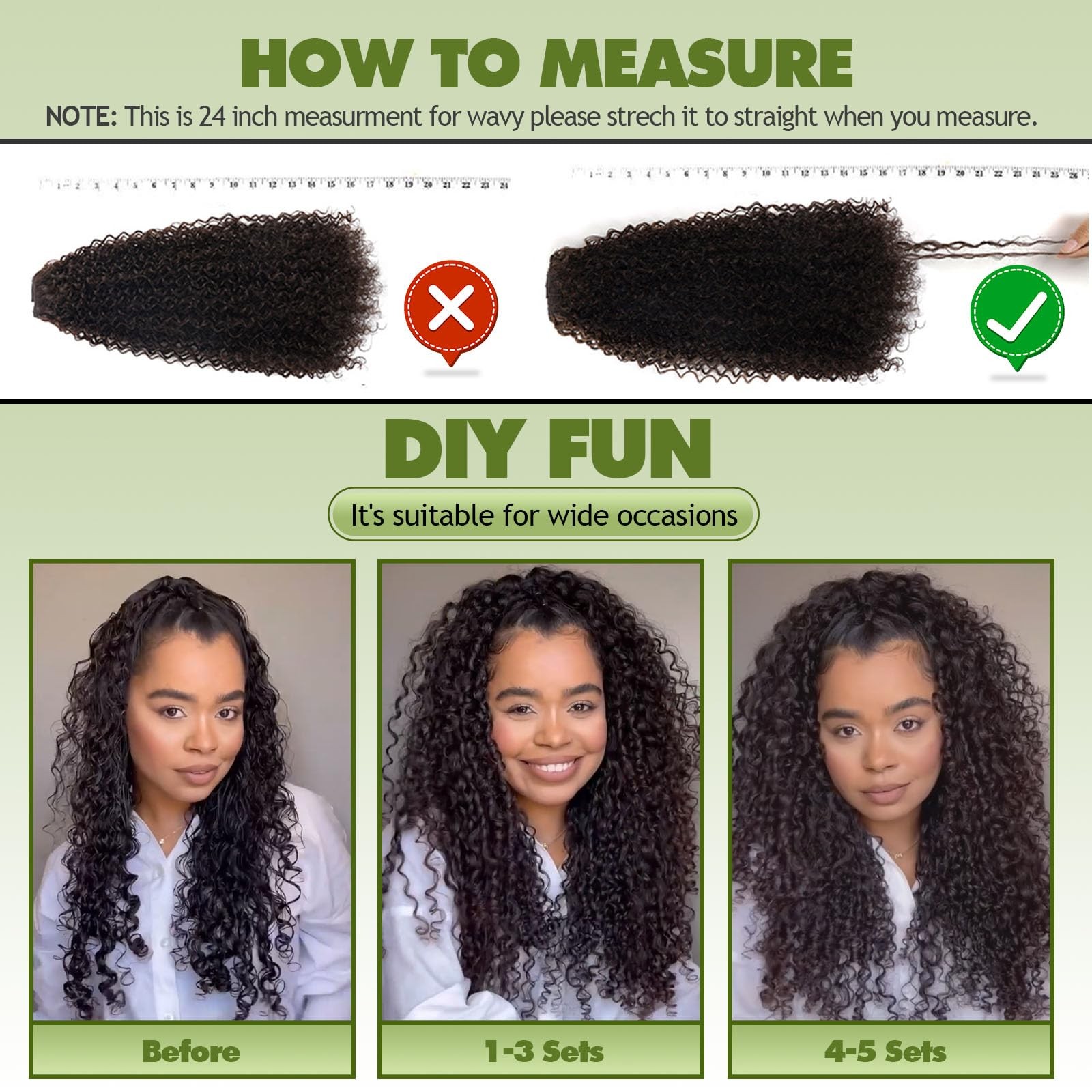 Clip In Hair Extensions – 140G Synthetic hair Dark Brown Clip in Human Hair F…