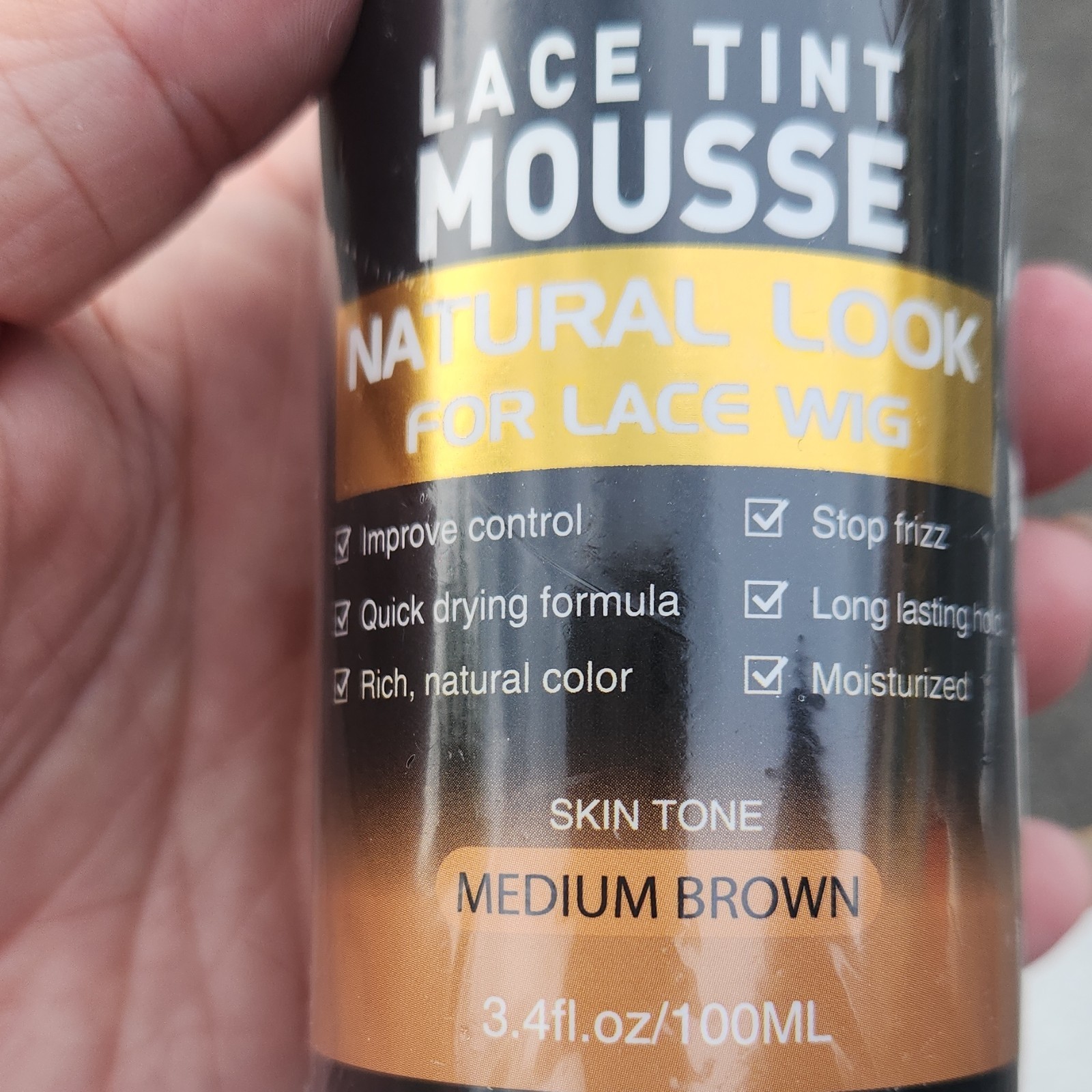 GOIPLE Wig Care Lace Tint Mousse Medium Brown, Quick Drying Moisturizing 3.4oz