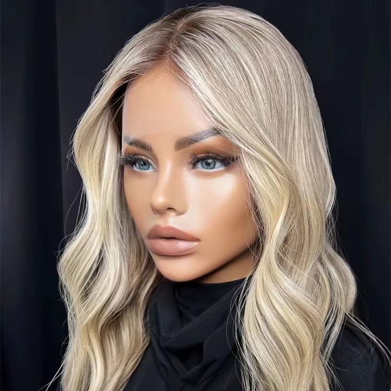 Balayage Blonde Short Body Wave 13×4 Lace Front Wig Remy Human Hair for Women