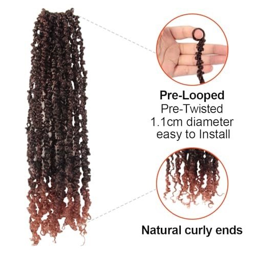 Yanky Twist Crochet Hair 8 Inch 10 8 Inch (Pack of 10) T350(Ombre Ginger Red)