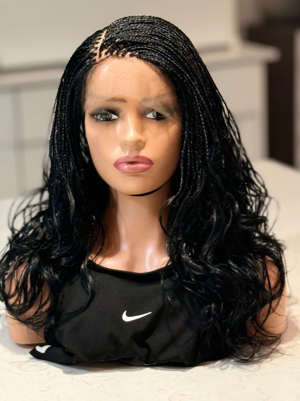 Braided French curls wig. Three tone wavy wig. Made on a full lace wig. 18”long.