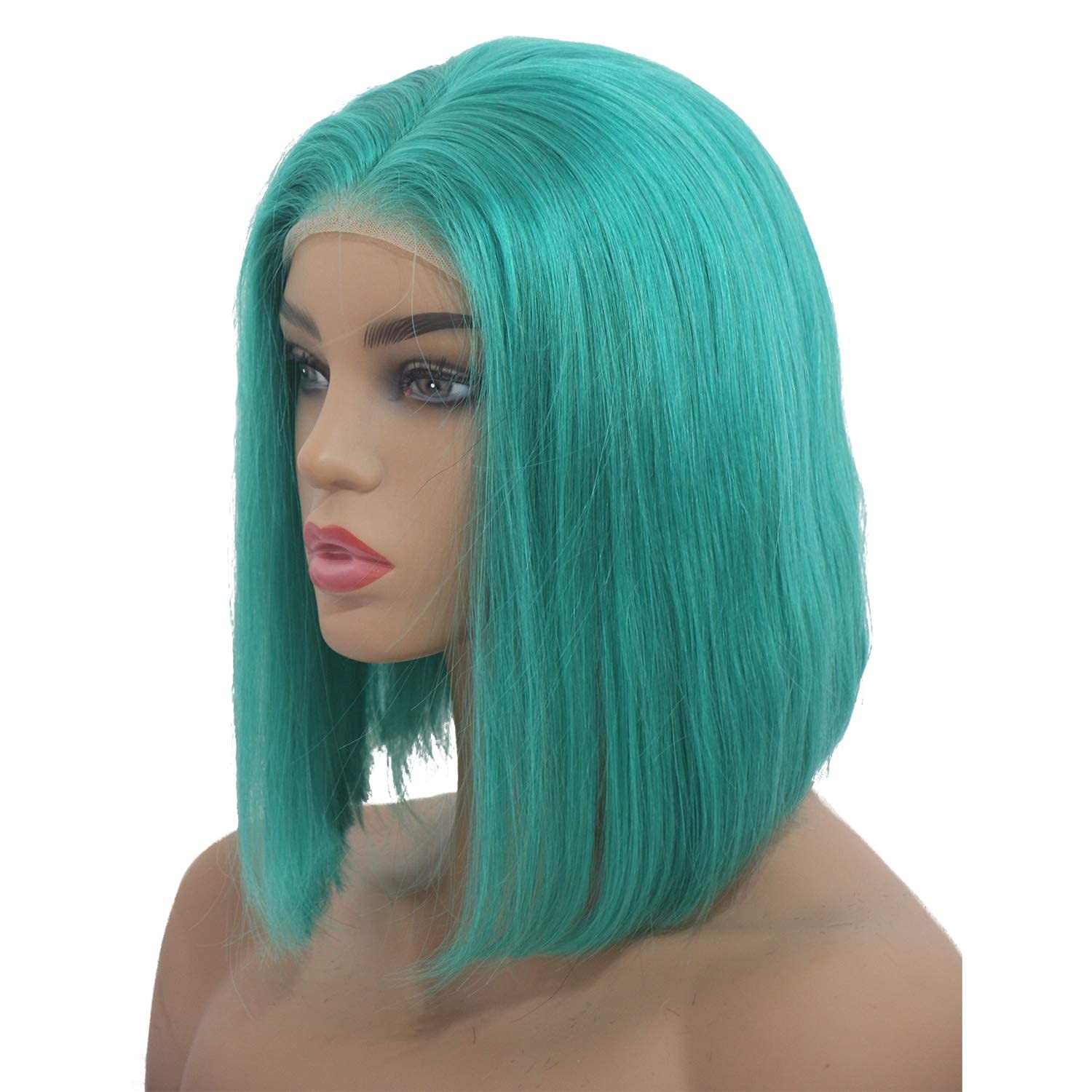 Smartinnov 14Inch Human Hair Lace Front Wigs Bleached Knots 180 Density Silky