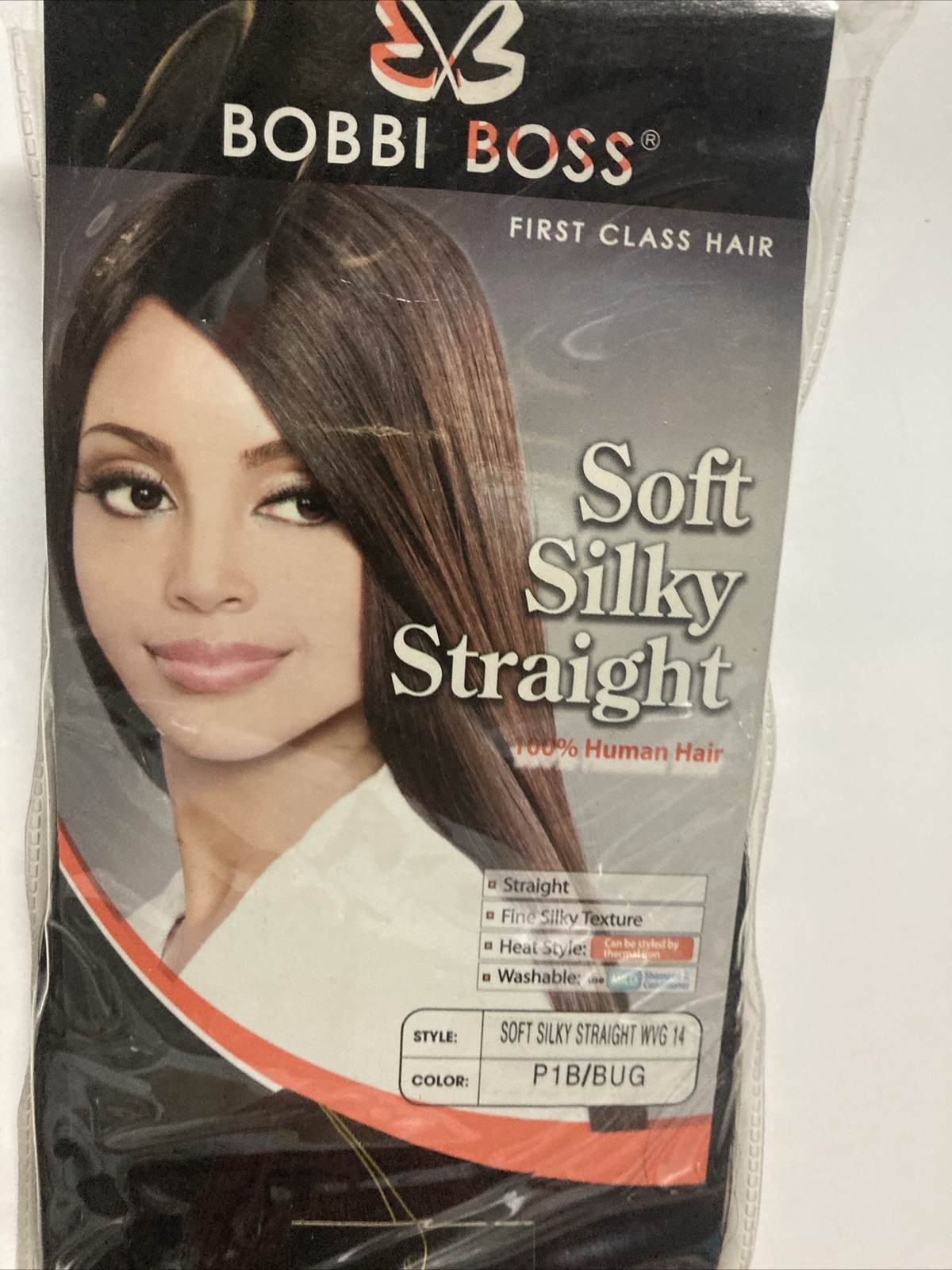 Bobbi Boss 100% Human Hair for Weaving Soft Silky Straight 14″ Color1B/BUR