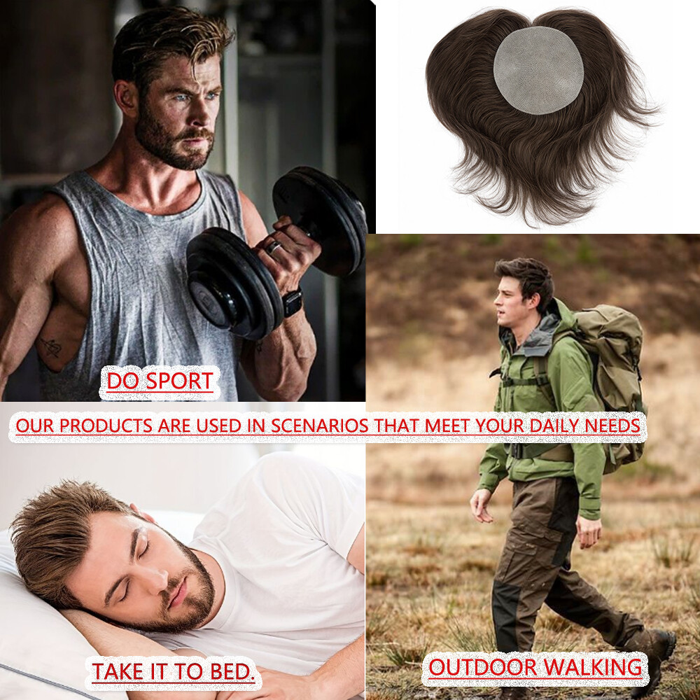 Full PU Bald Spot Remy Human Hair Cover-up Hair Patches Head Top Replacement 8*8