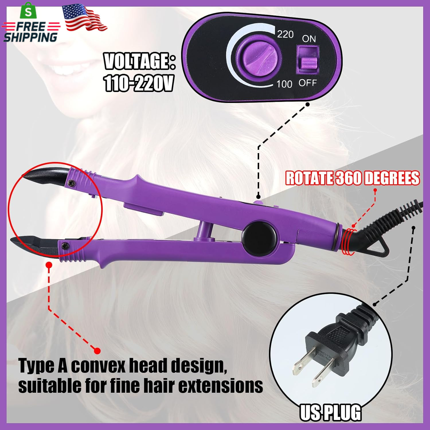 Lothee Fusion Hair Extension Heat Iron with Keratin Beads, Fusion Glue Protector