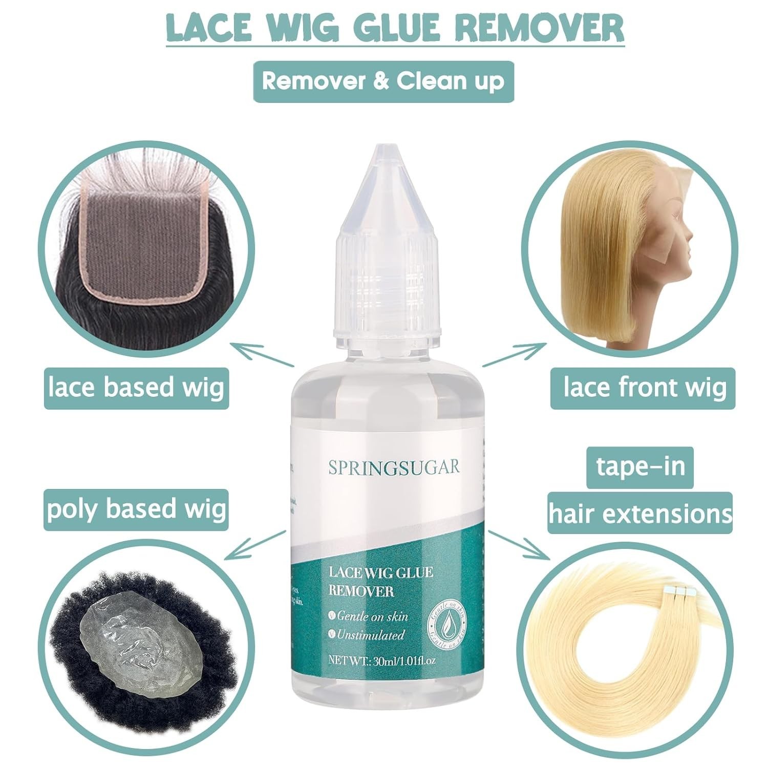 Wig Glue Strong Hold Waterproof Lace Adhesive Kit 1.7oz Wig Remover Gel