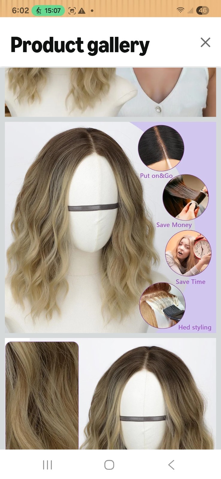 AISI HAIR 14 Inch Ombre Blonde Wigs for Women – Shoulder Length Wave Wig with…