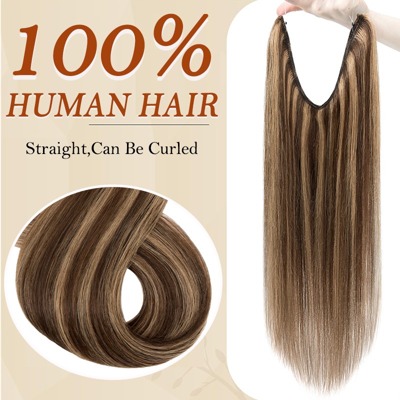 THICK Hidden Weft Wire Clip 100% Remy Human Hair Extensions Hairpiece Nano Ring