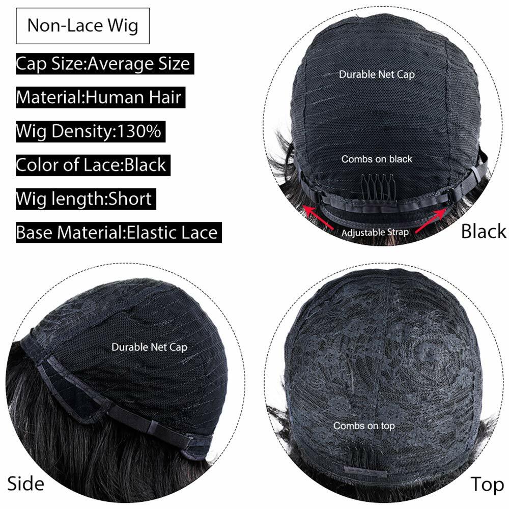 Human Hair Wig Short Black Afro Kinky Curly Wig for Women No Lace