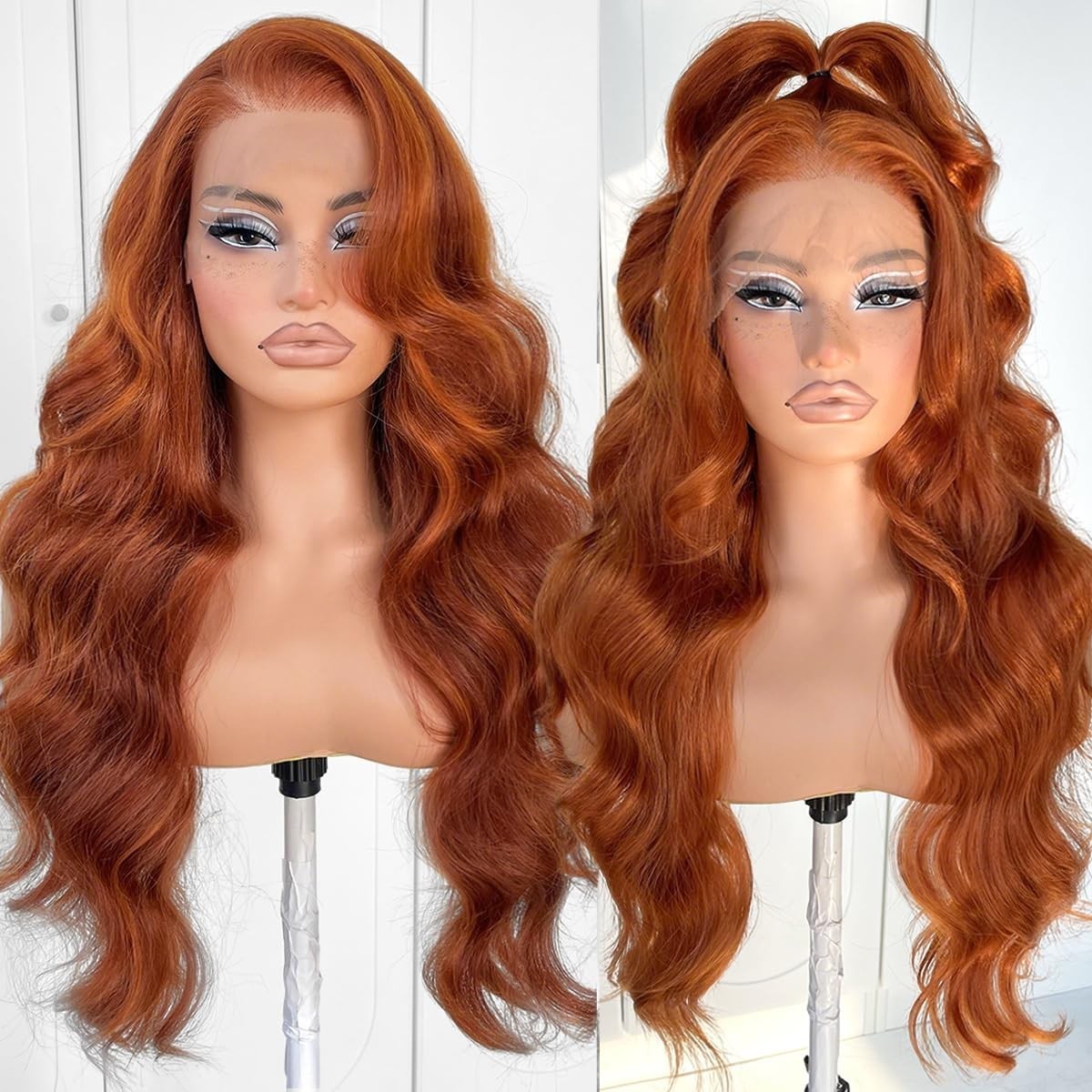 LACE FRONT WIG HUMAN HAIR BLENDED BODYWAVE GINGER