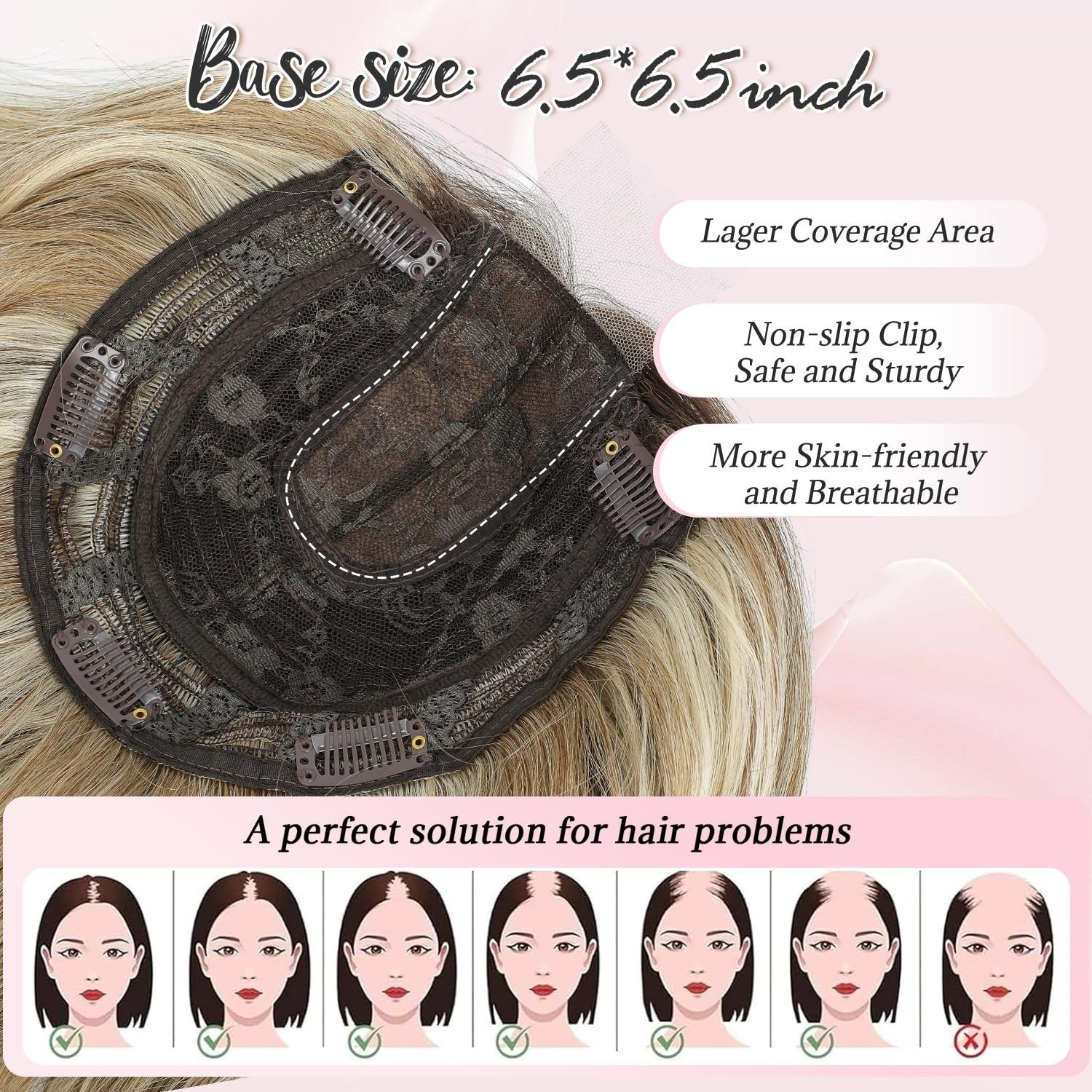 Brown Dark Roots Short Wavy 10in Women Premium Hair Topper