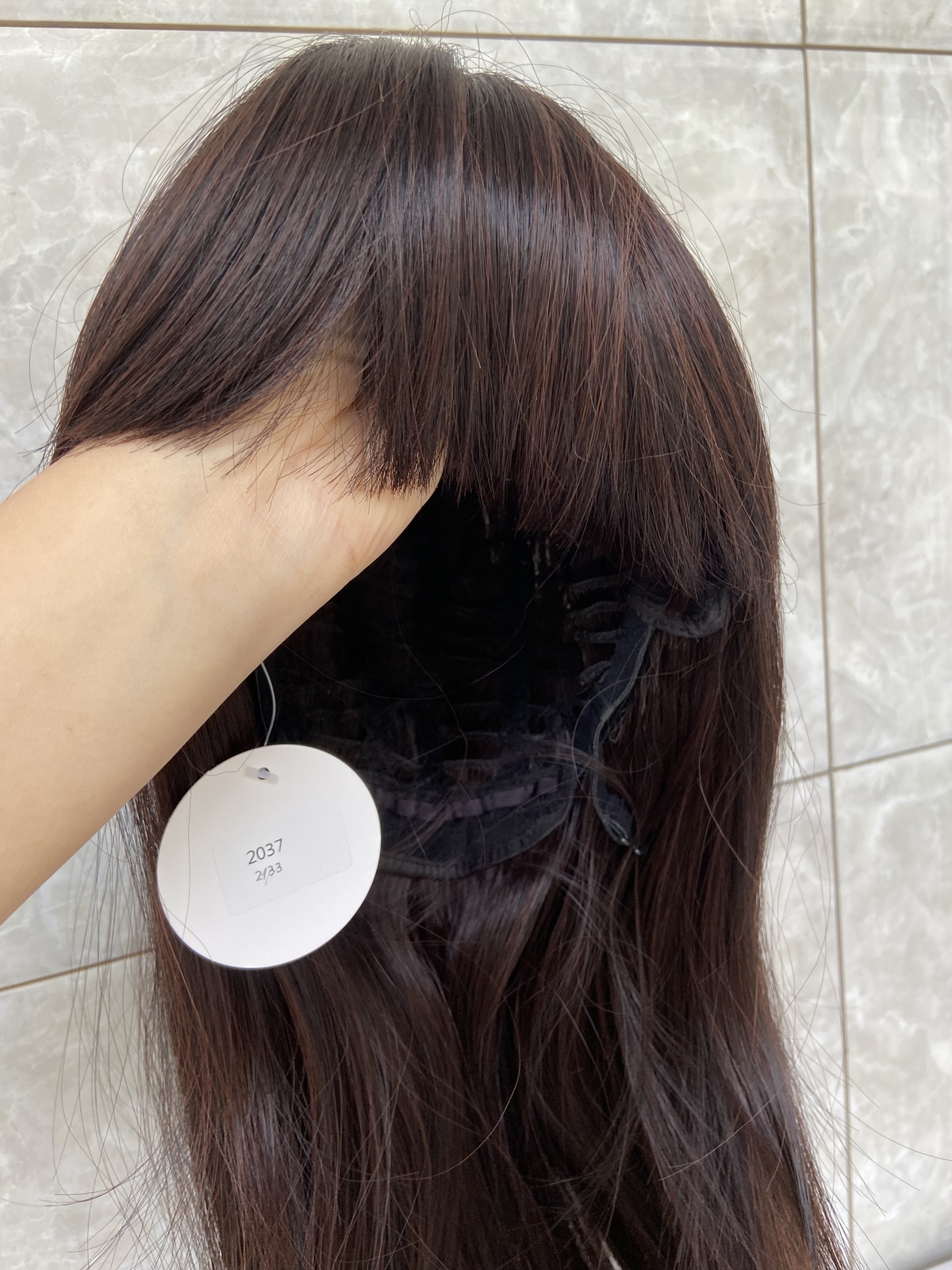 Long Straight Human Hair Blend Heat Ok Wigs Dark Brown Super Soft Natural Wigs