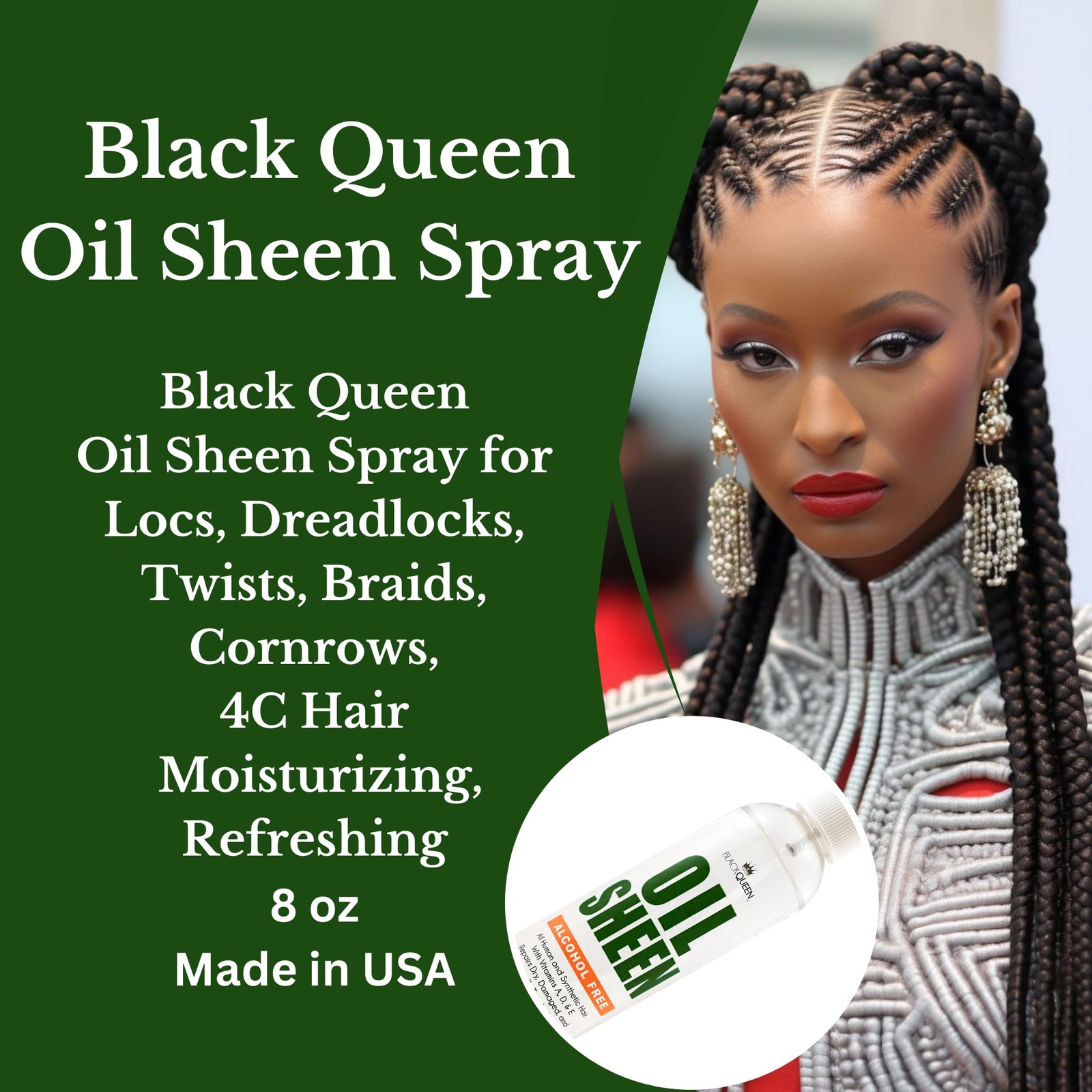 Hair Oil Sheen Spray for Locs, Dreadlocks, Faux Locs, Twists, Braids, Crochet…