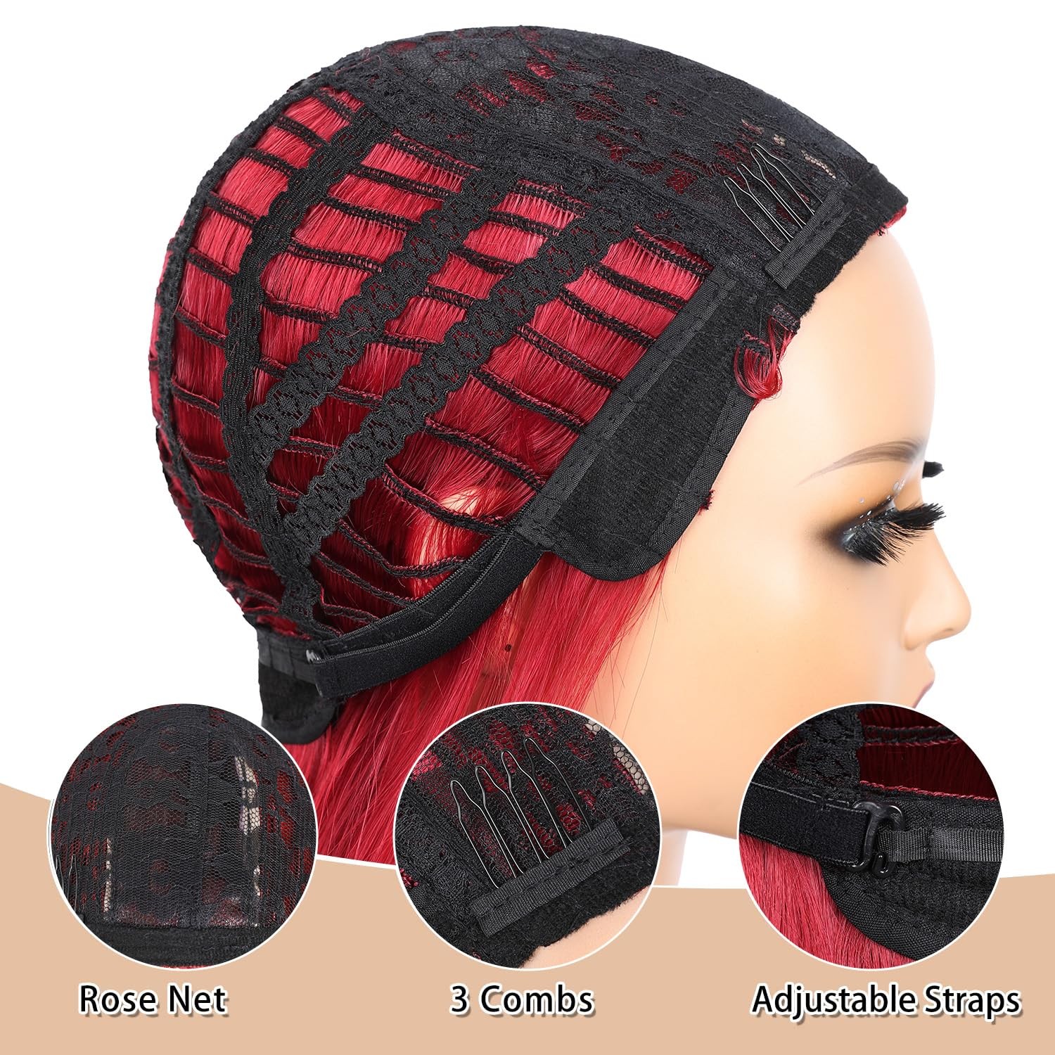 Red Wigs for Women Mermaid Waves Synthetic Wig 28 Inches Middle Part Long Wav…