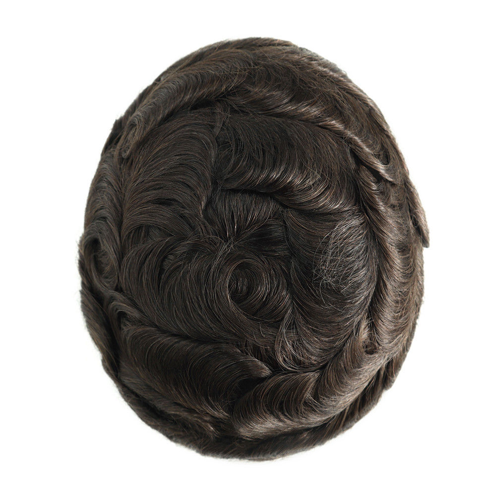 Toupee Mens Human Hair Skin Mono PU Replecement System Hair Pieces Hairpiece8X10