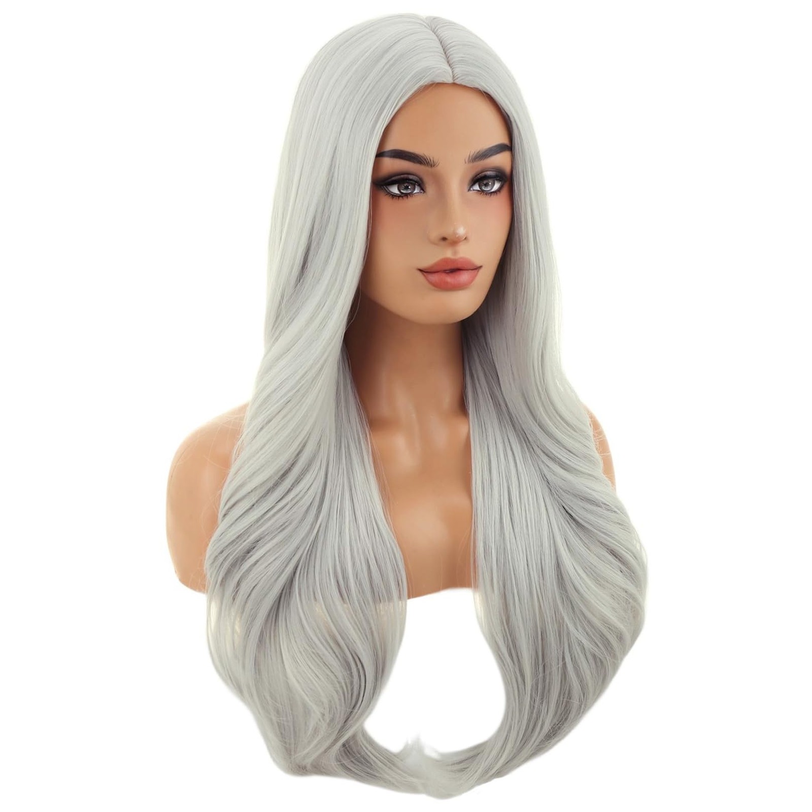 Silver Wigs Long Wavy Wig for Women Natural Curly Gray Heat Resistant Synthet…