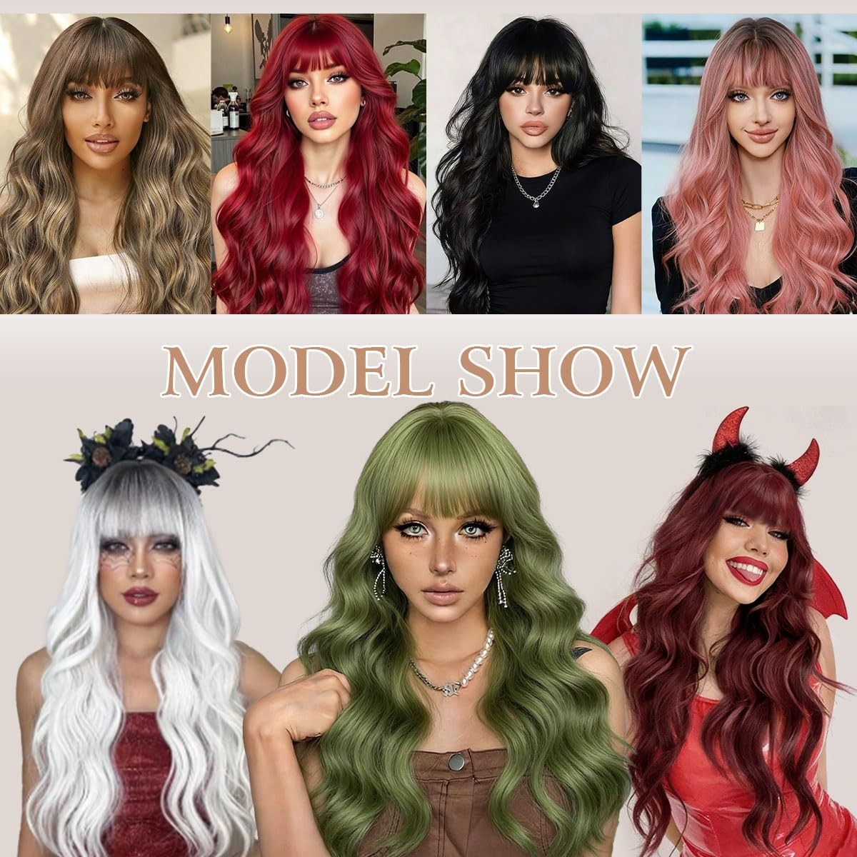 Black Wig with Bangs 26 Inch Long Curly Wavy Wigs for Women Begineer-Friendly…