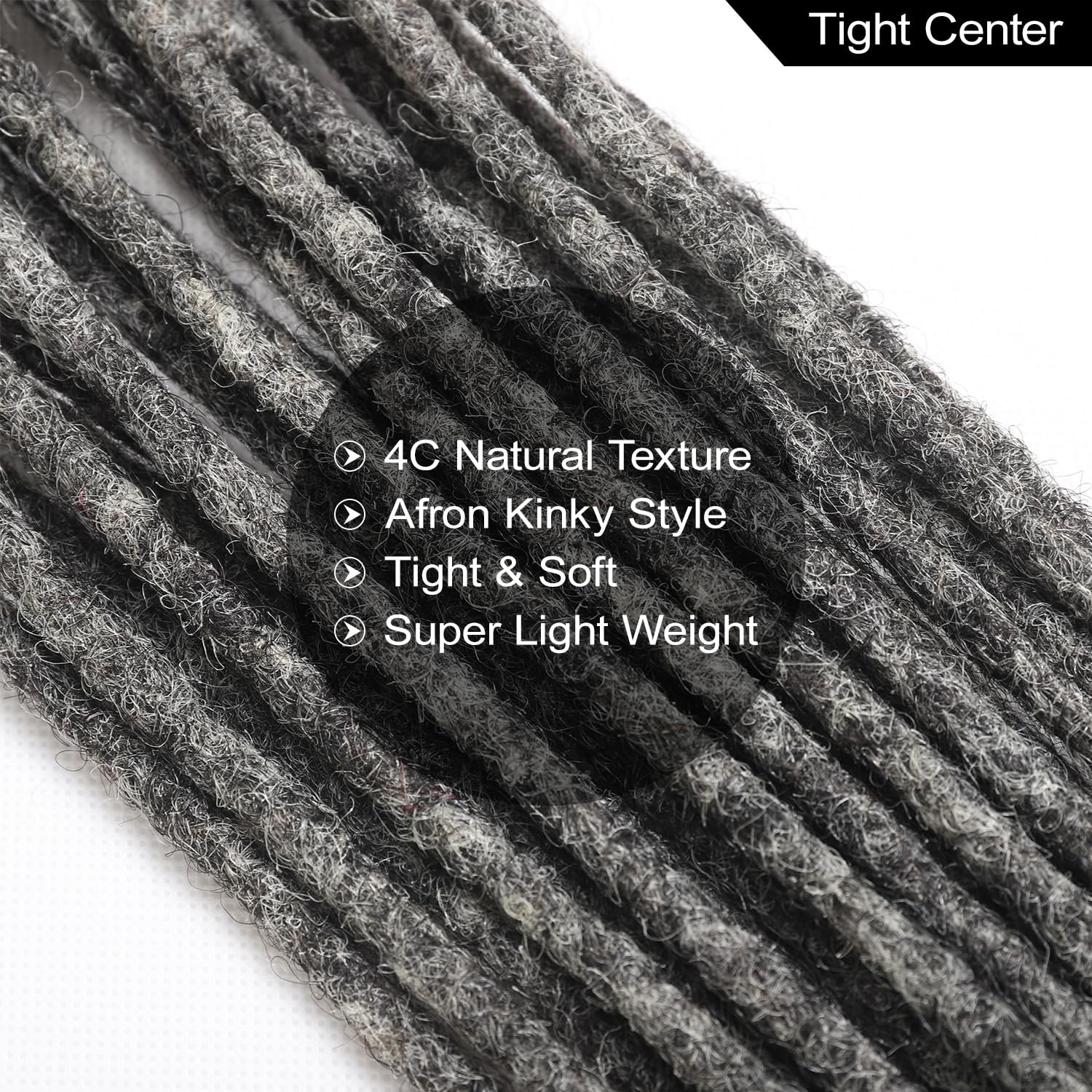 Vlliyava Loceast Salt And Pepper Grey Black Loc Extensions 100 Human Hair 0.6Cm