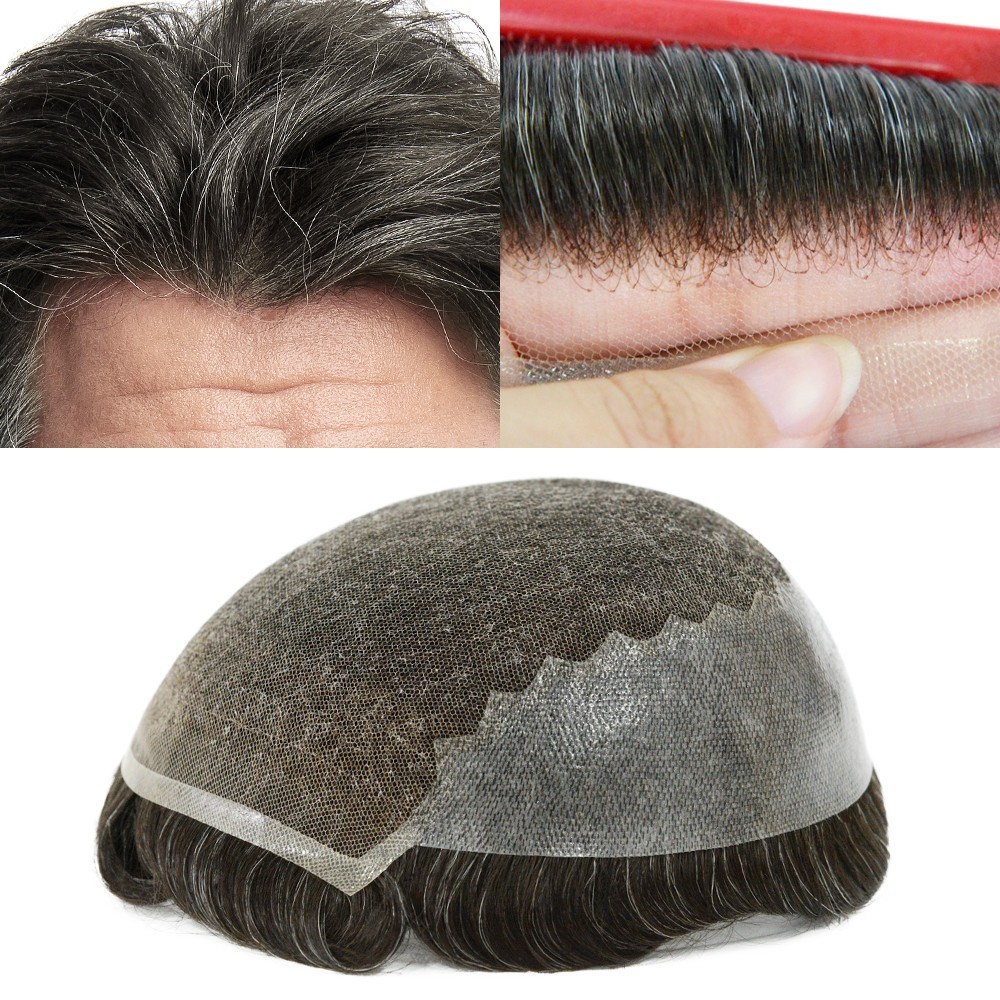 Toupee for Men Human Hair French Lace Hairpiece Q6 Human Hair System 8X10 #220