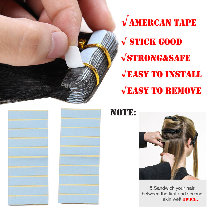 100g Tape In Human Hair Extensions FULL HEAD Skin Weft Real THICK 40pcs Ombre US