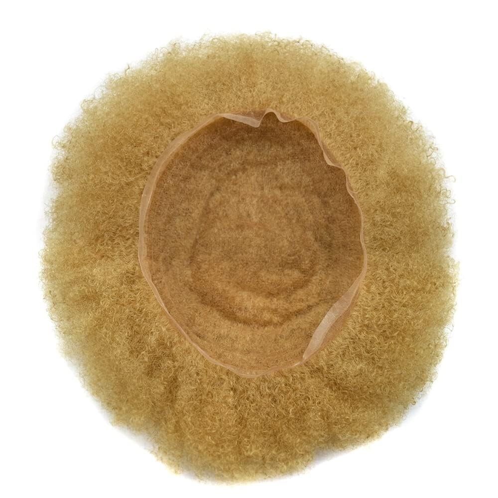 Afro Toupee For Black Men All Transparent Lace Curly 100%Human hair Weave system