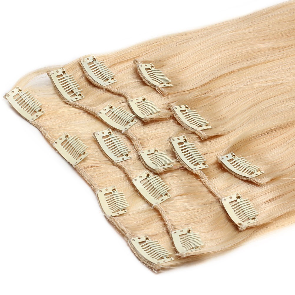 100% Human Hair Extensions Clip In Real Remy Hair Full Head Thick 8Pieces120gram