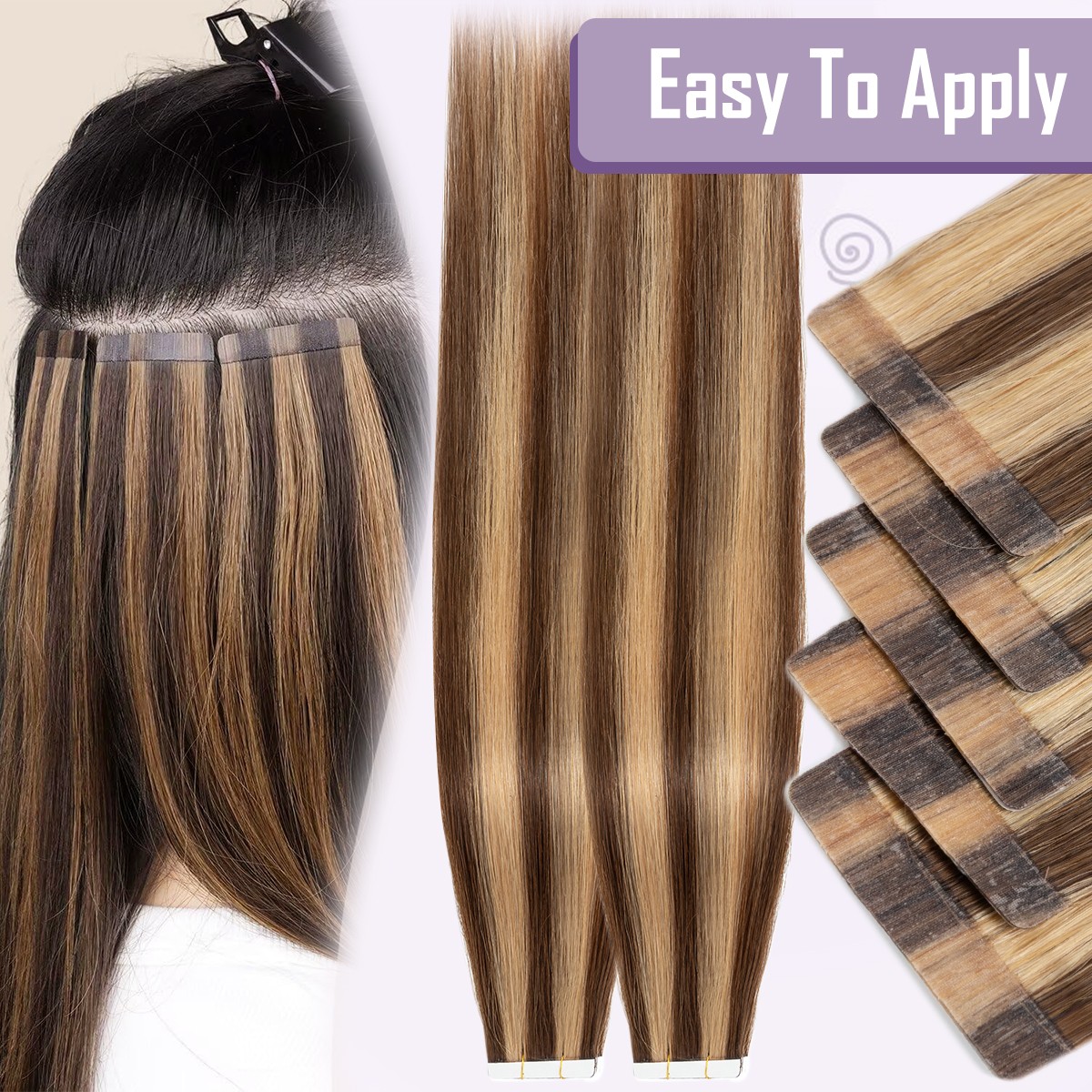 Invisible Tape In Remy Human Skin Weft 100% Hair Extensions THICK Full Head 150G