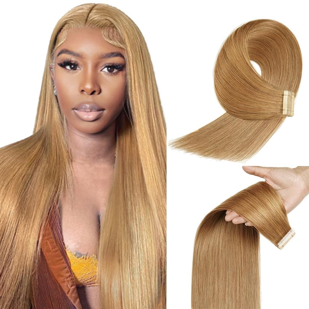 Tape In Hair Extensions 24 Inch Color 27 Straight Hair Extensions Huxowax