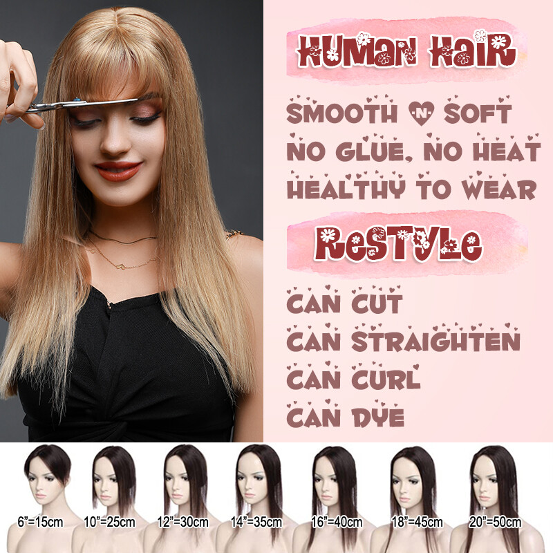 Clip In Hair Topper 100% Real Human Hair Piece Toupee Extensions Full Lace Base