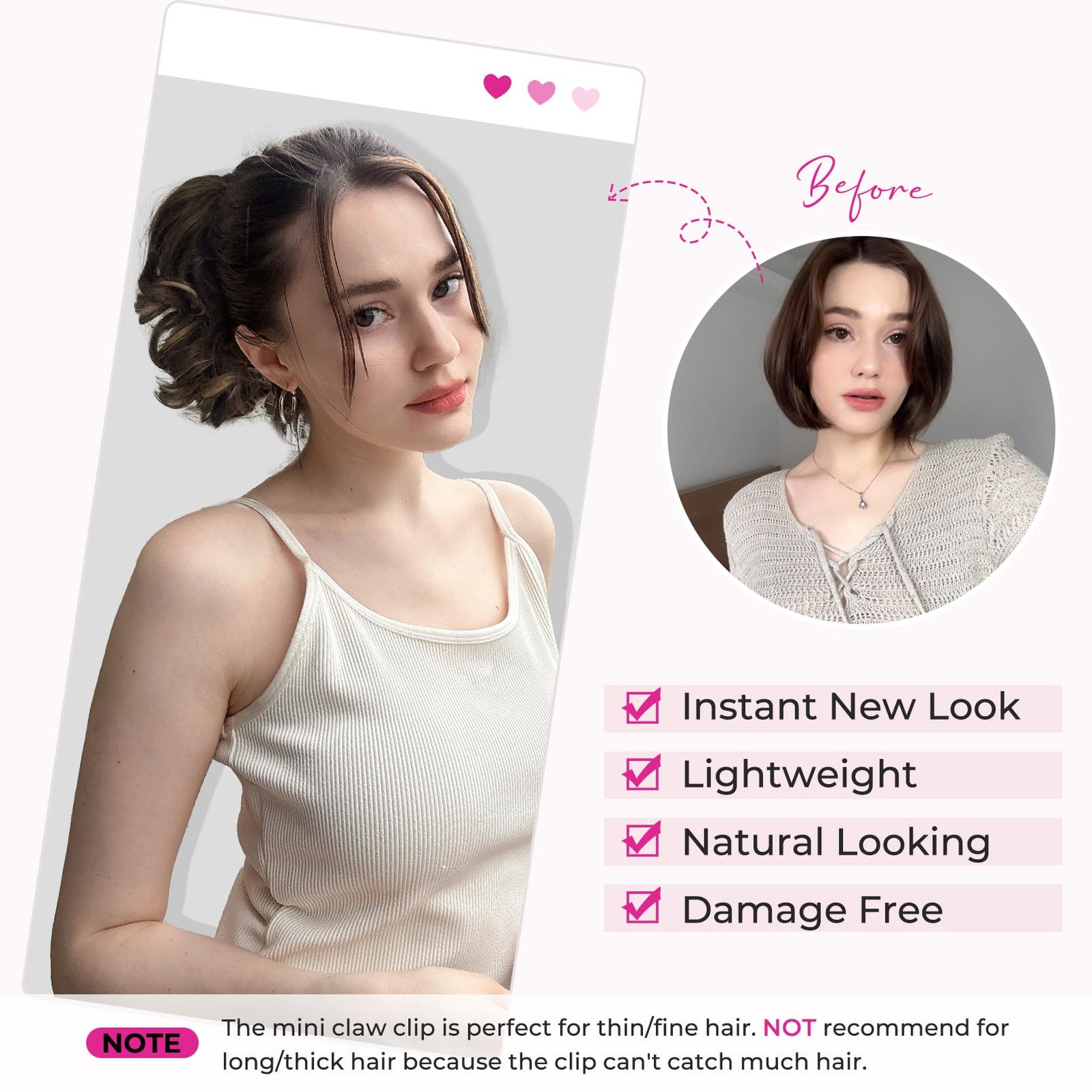 Ponytail Extension 9″ Short Curly Wavy Claw Clip – Lightweight 80g for Fine Hair