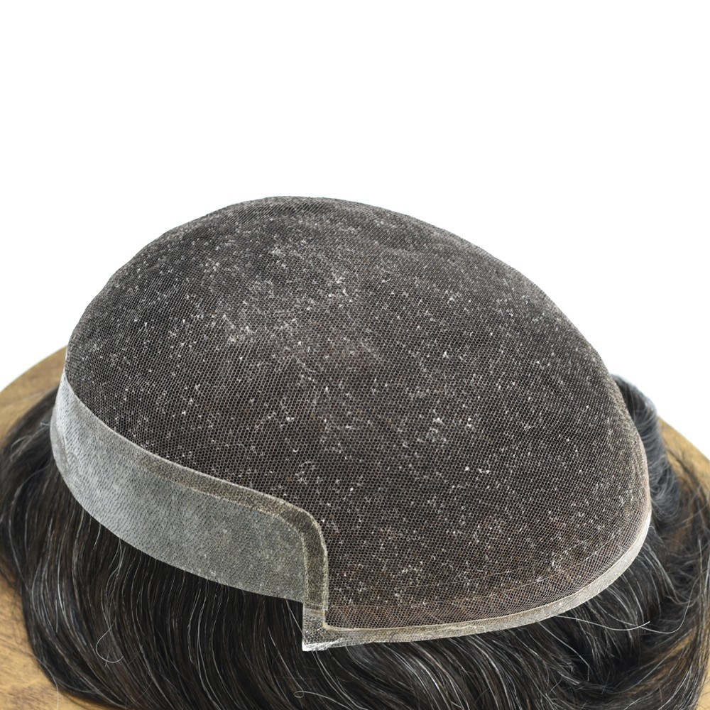 French Lace Front Mens Toupee Human Hair Piece System Wig Natural Breathable 7X9