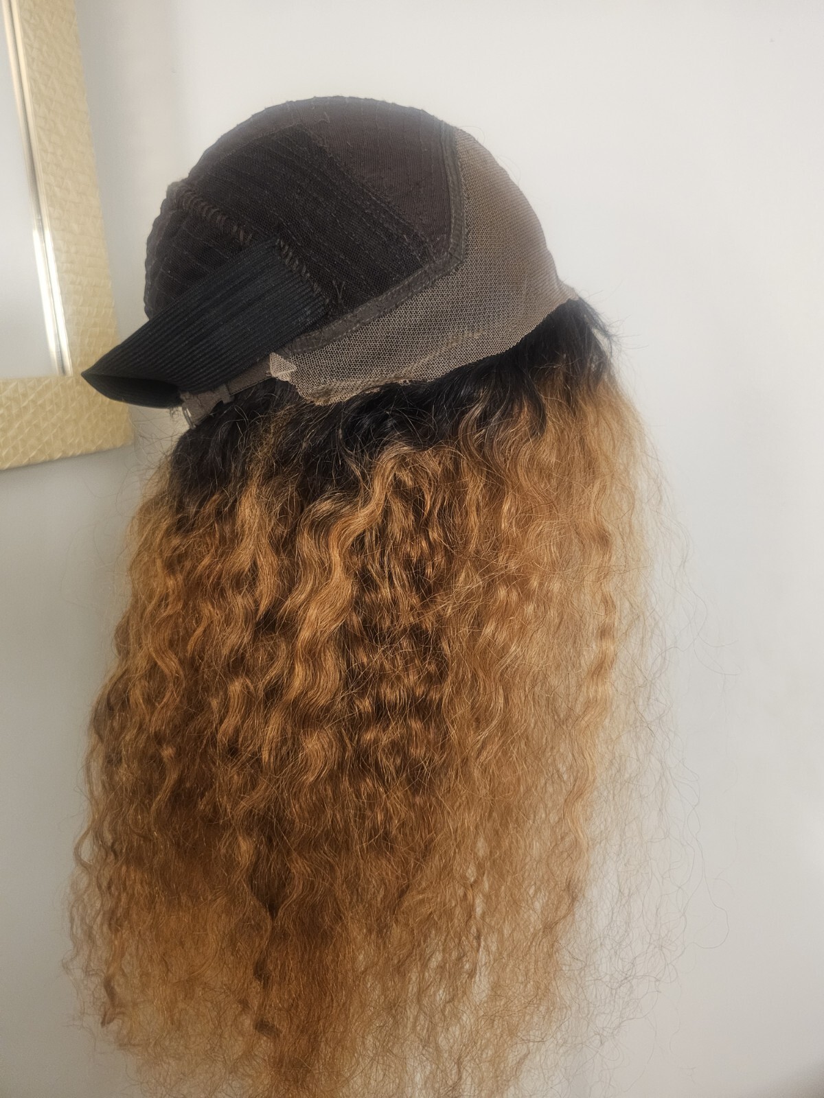 High Quality regular Top Copper Brown 22″ curly 100% Virgin Human Hair Lace Wig